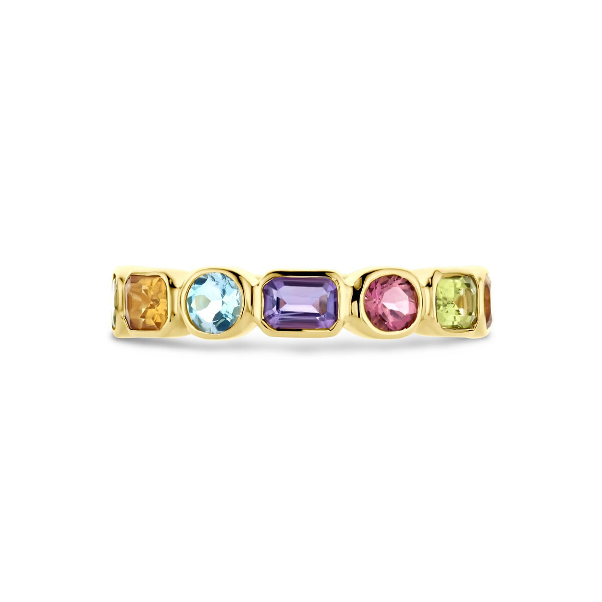 Anillo de mujer de oro – 14k con amatista, topacio, citrino y peridoto
