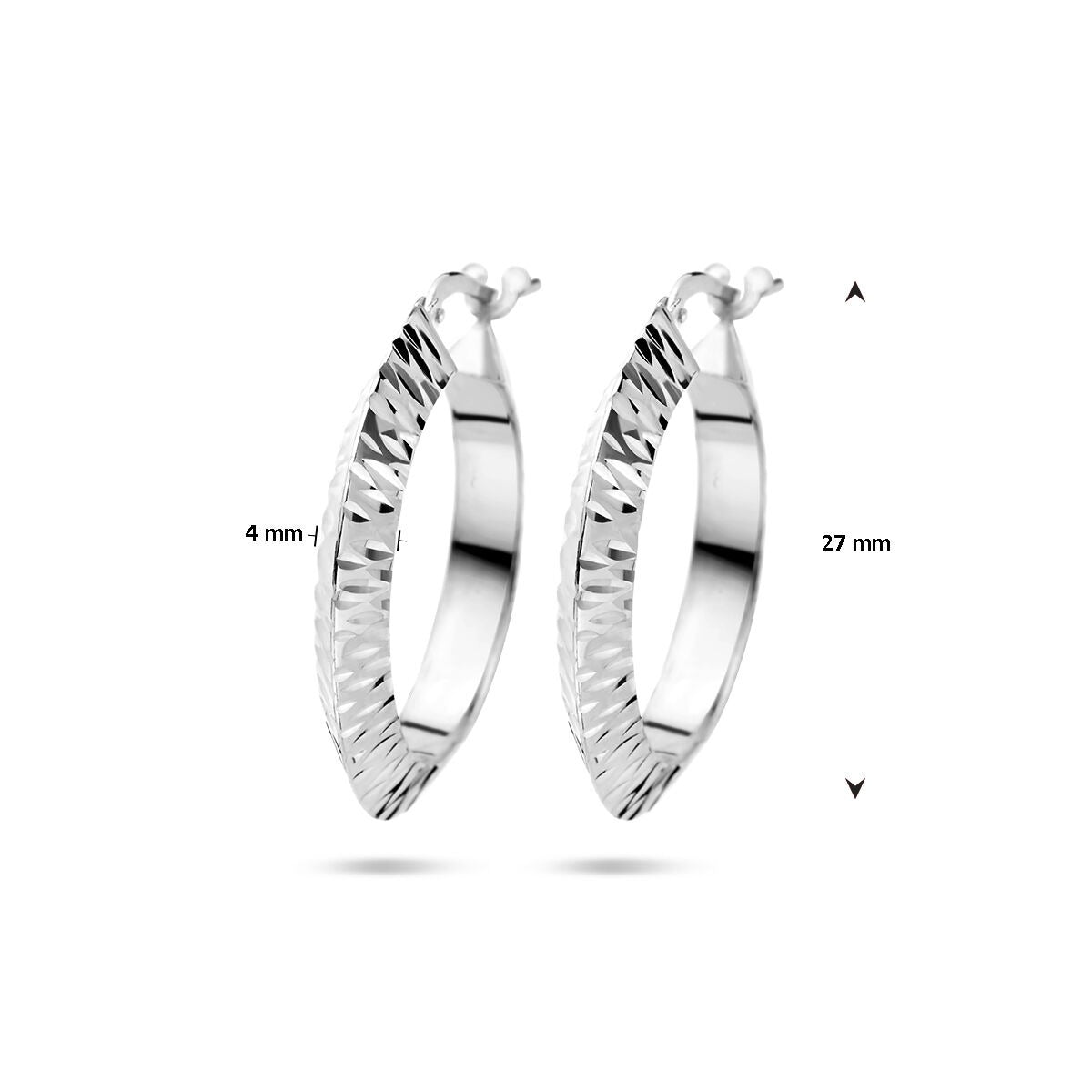 aros de tubo puntiagudo diamantado en plata rodiada