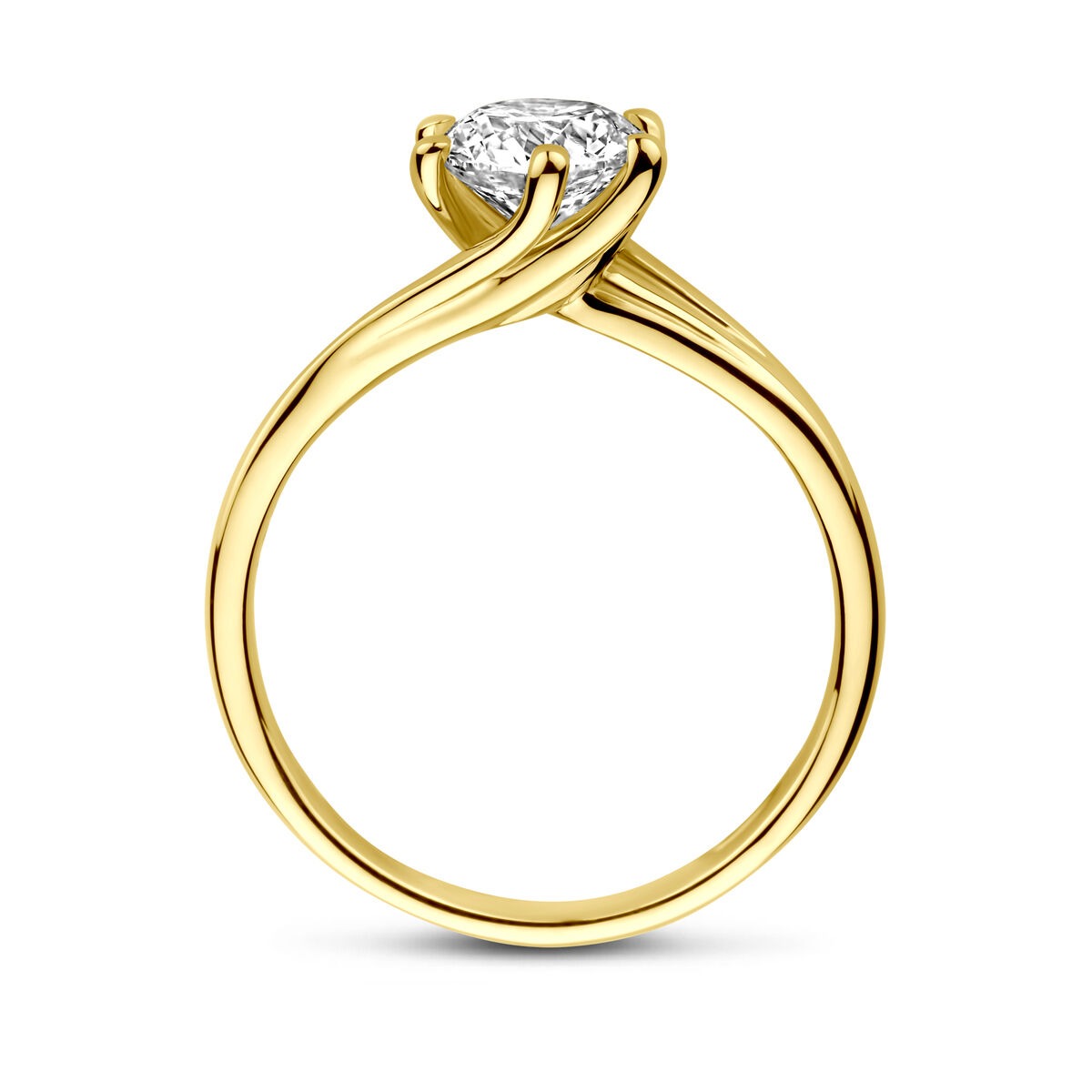 anillo de oro amarillo de 14k con diamante cultivado en laboratorio de 1.00ct