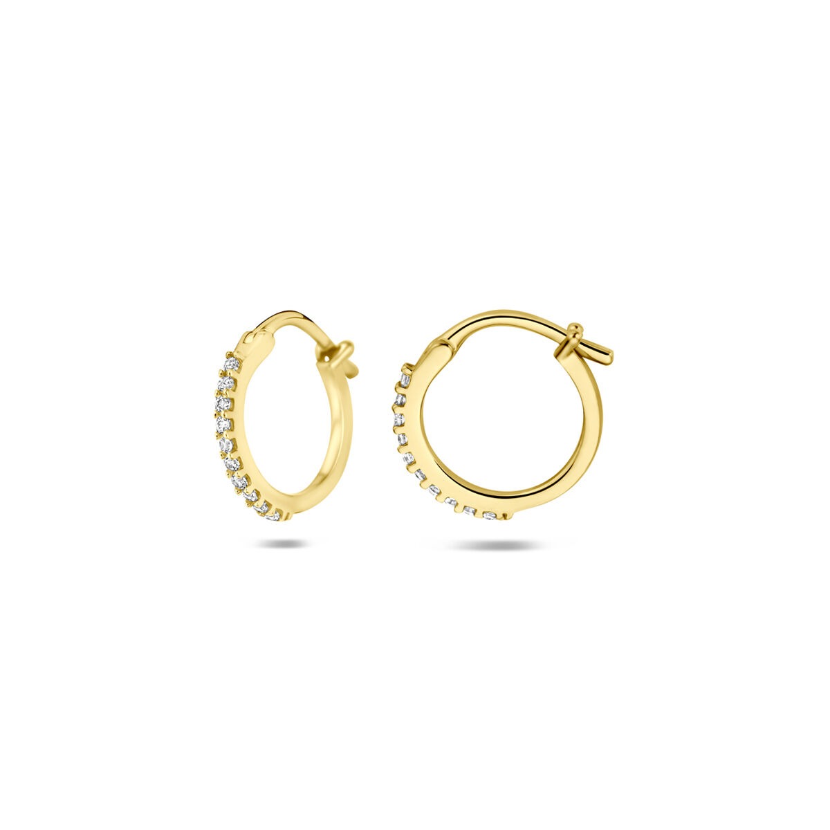 Aros de oro amarillo de 14k con circonitas