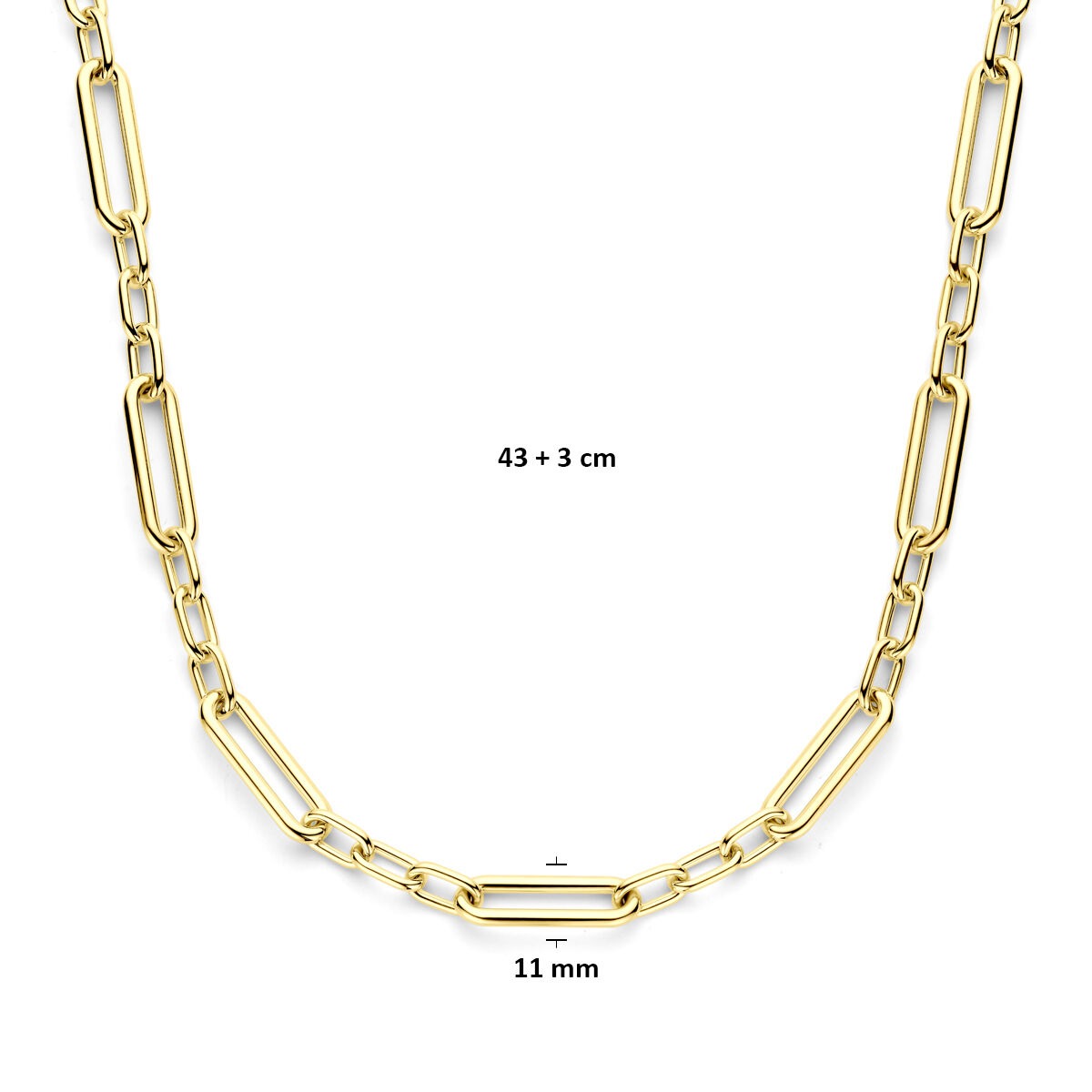 Collar de oro ancla de mujer – 14k con cierre de langosta 11 mm 43 + 3 cm