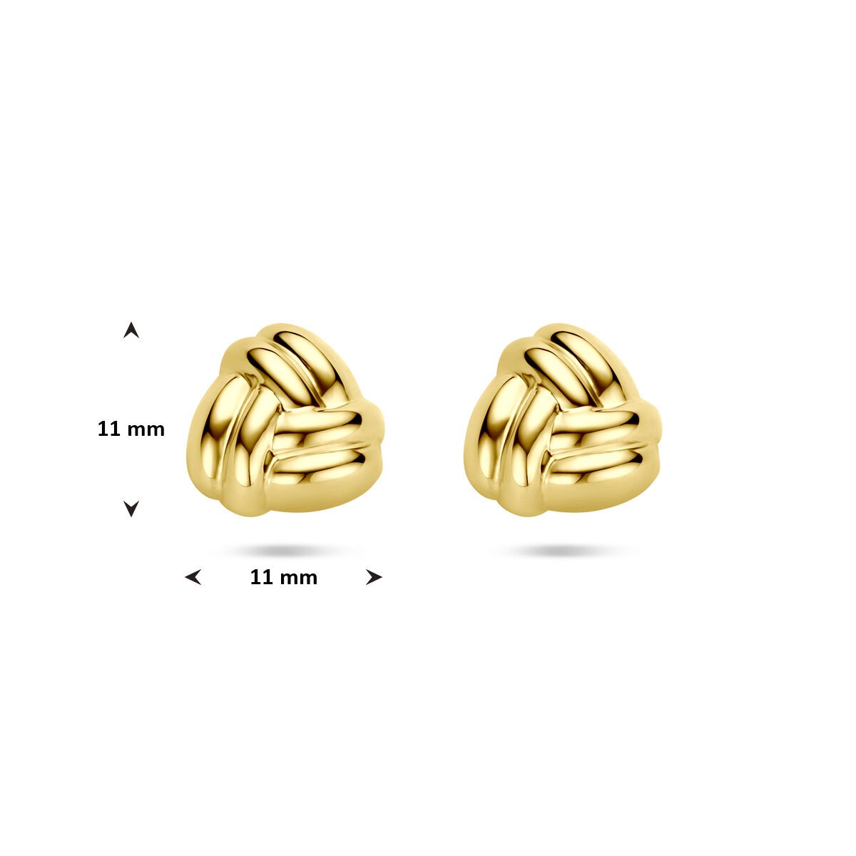 Pendientes de botón de oro amarillo de mujer 11 mm