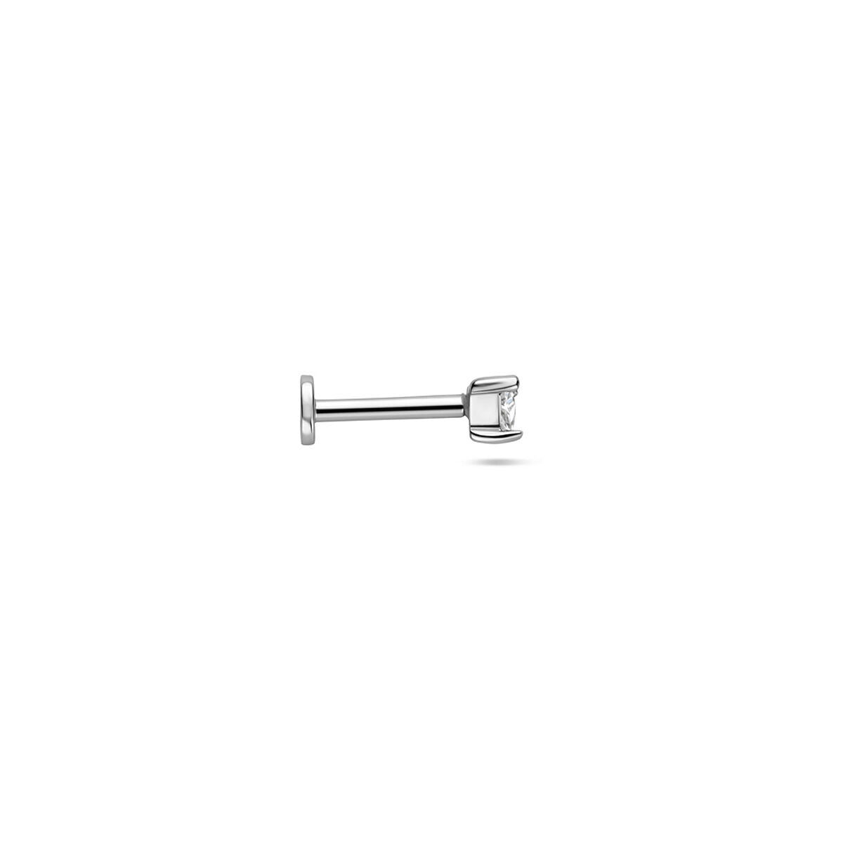 Piercing plana de plata con zircón triangular - plata 925 rodiada