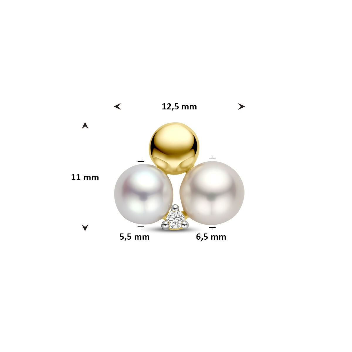 Colgante de oro con perla y diamante 14k 0.02ct h si 11 mm
