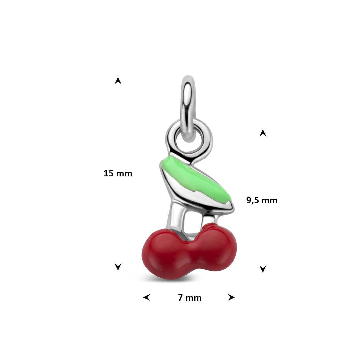 Colgante infantil de plata rodiada con cerezas