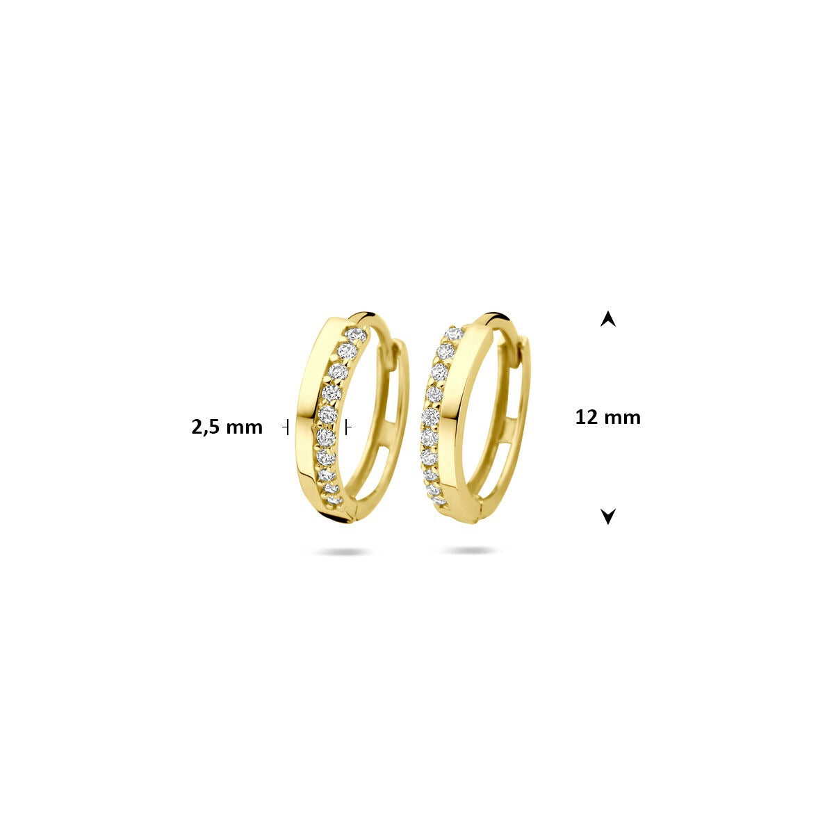 aros de oro amarillo de 9k con circonitas