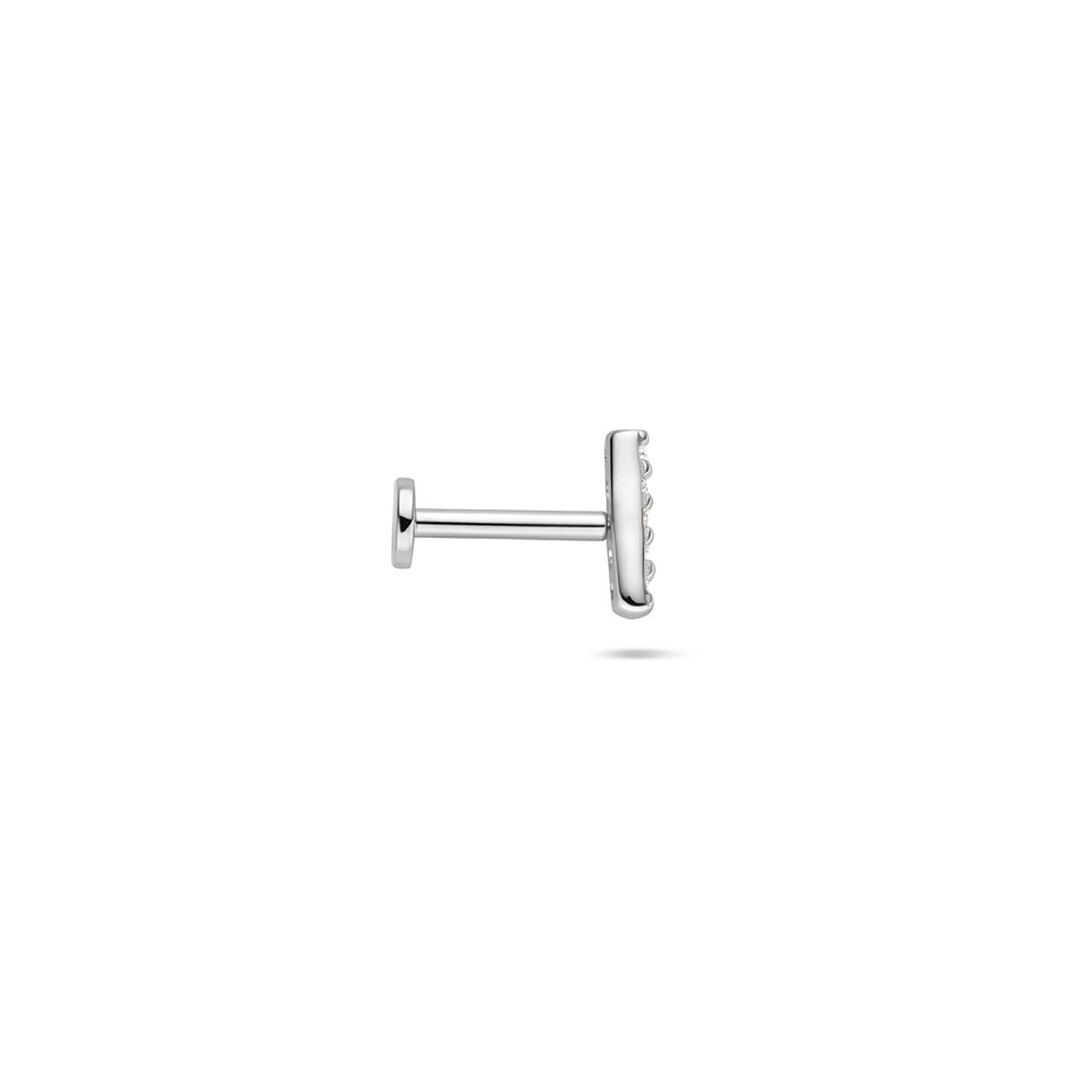 Piercing de plata rhodinado plano con circonitas en forma de barra