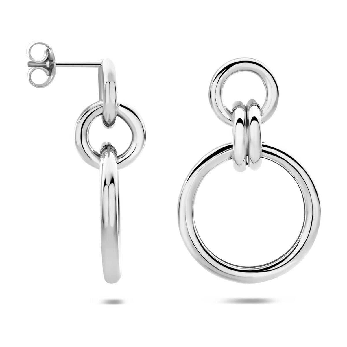 Pendientes de plata rodiada redondos 925