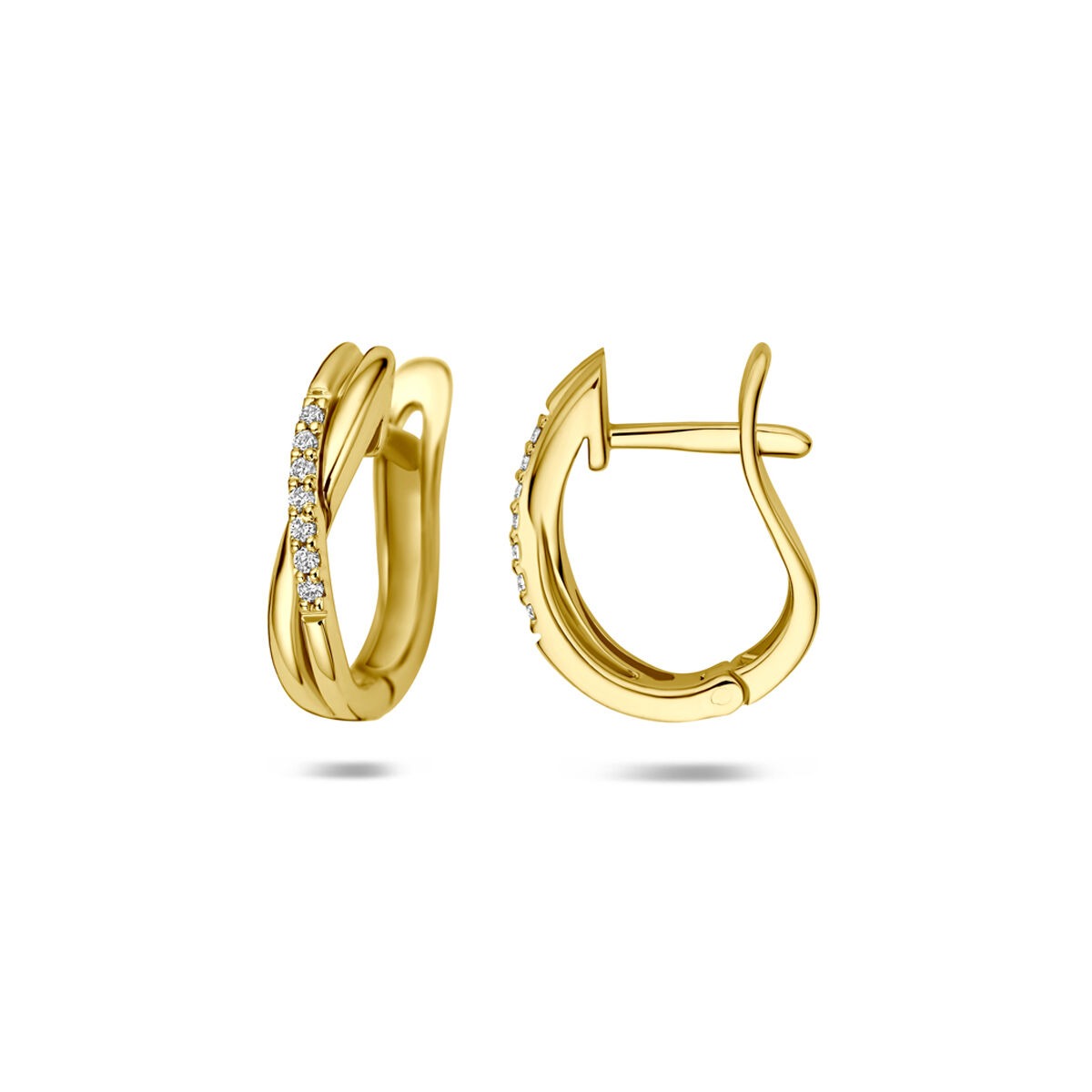 Aros de oro amarillo de 14k con diamante cultivado en laboratorio