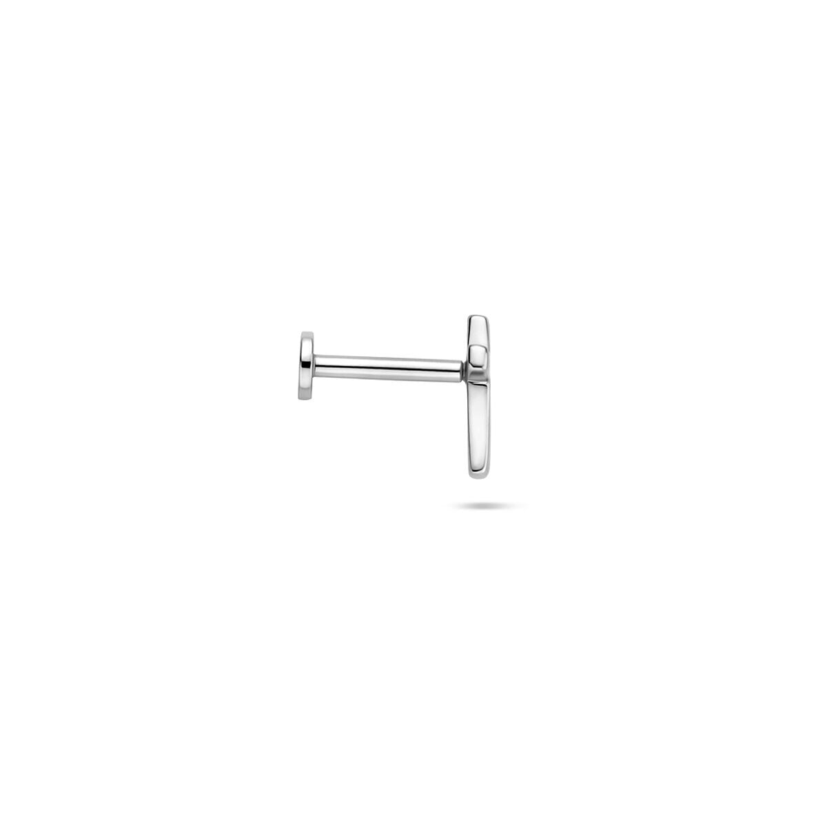 Piercing de cruz de plata plana - rodiado en plata 925