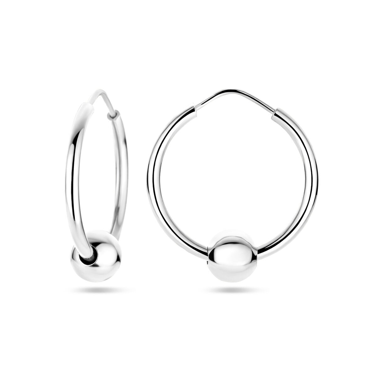 Aros de plata con bolita – plata 925 rodiada