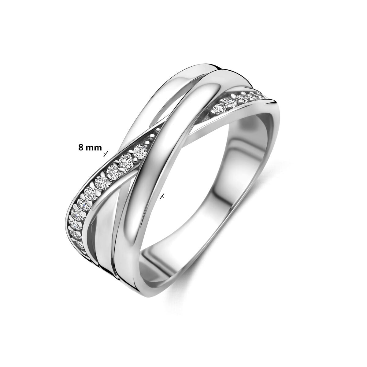 anillo de zirconia de plata rodiado