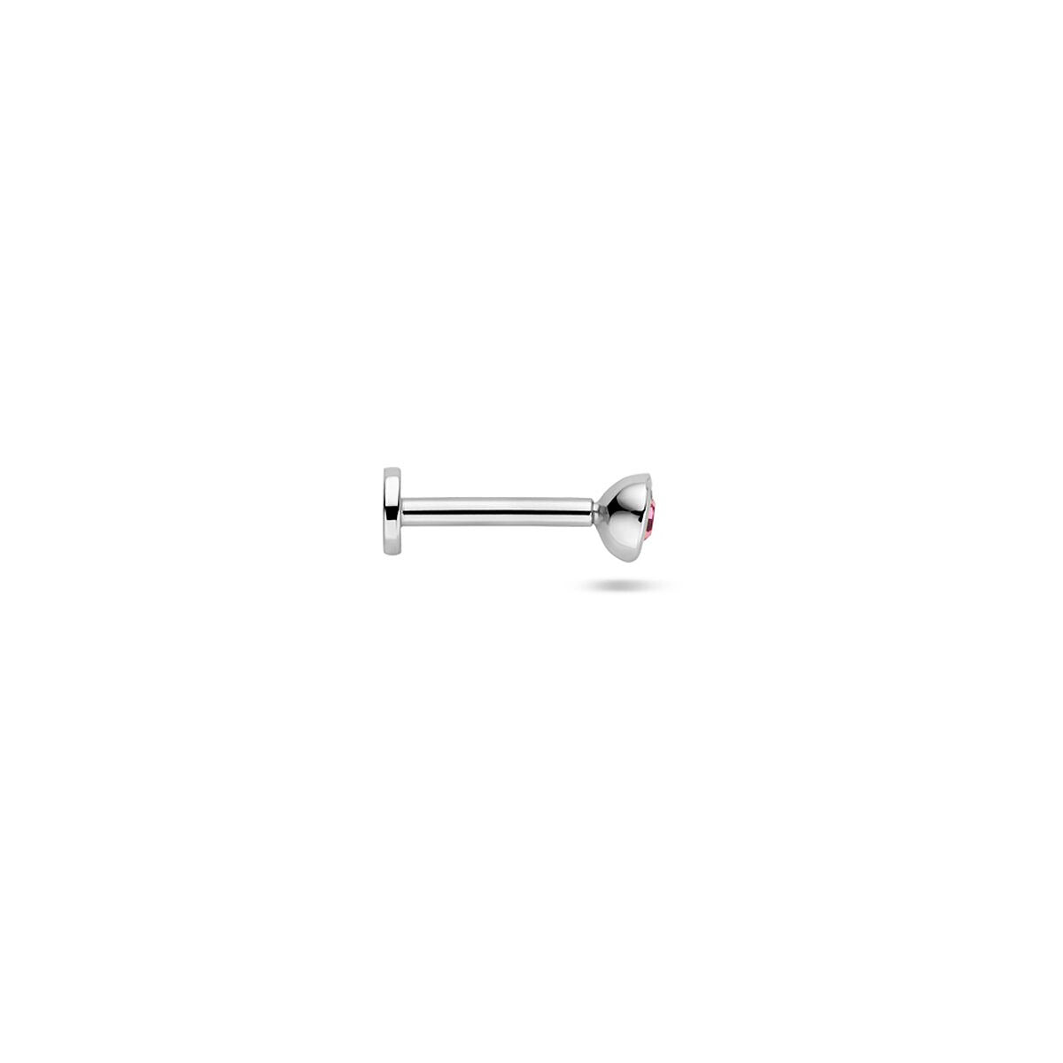 Piercing de plata chapada en rodio con strass rosa