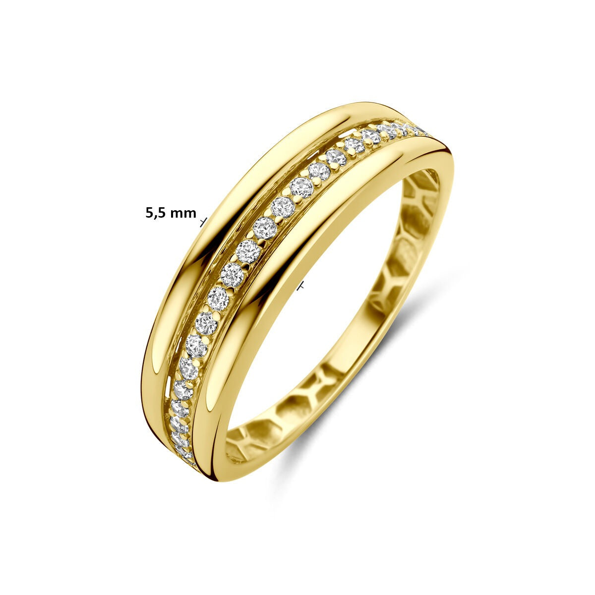 Anillo de mujer en oro amarillo con circonitas – 14k oro amarillo