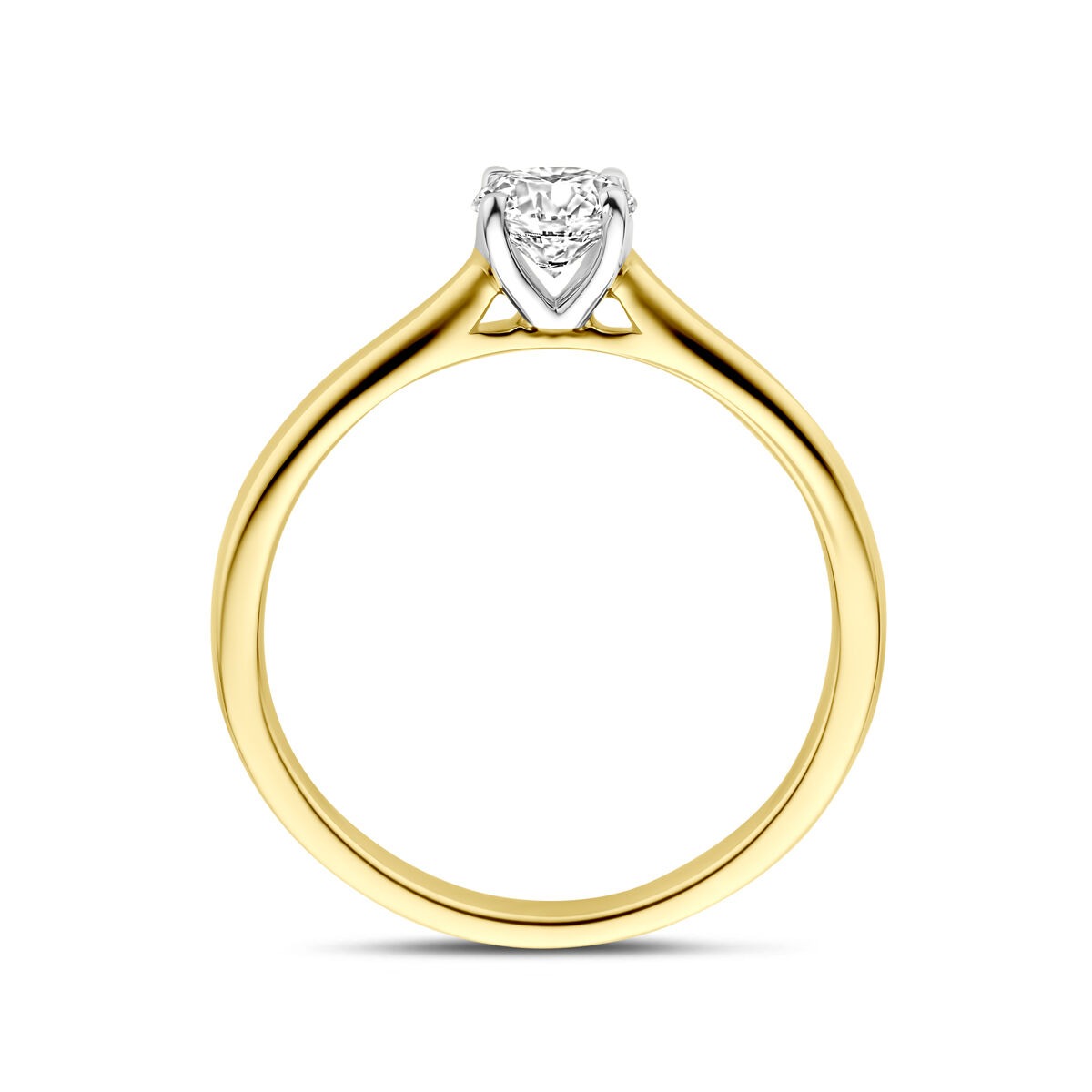 anillo bicolor de oro amarillo y oro blanco con diamante cultivado en laboratorio de 0.50ct