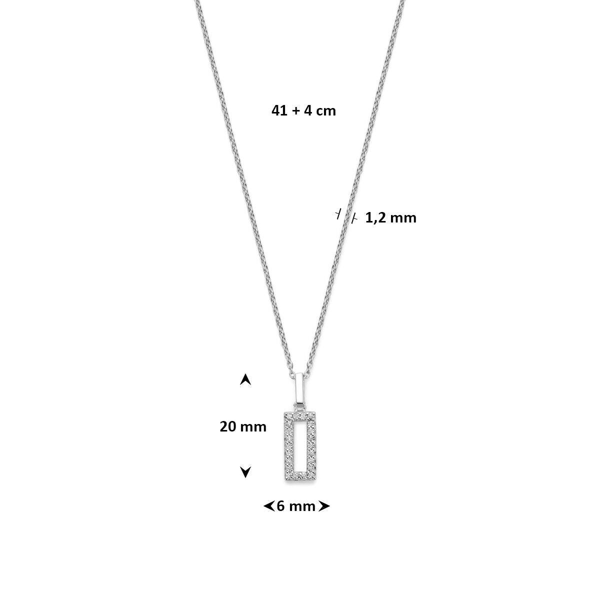 collar de zirconia 41 + 4 cm plata rodiada