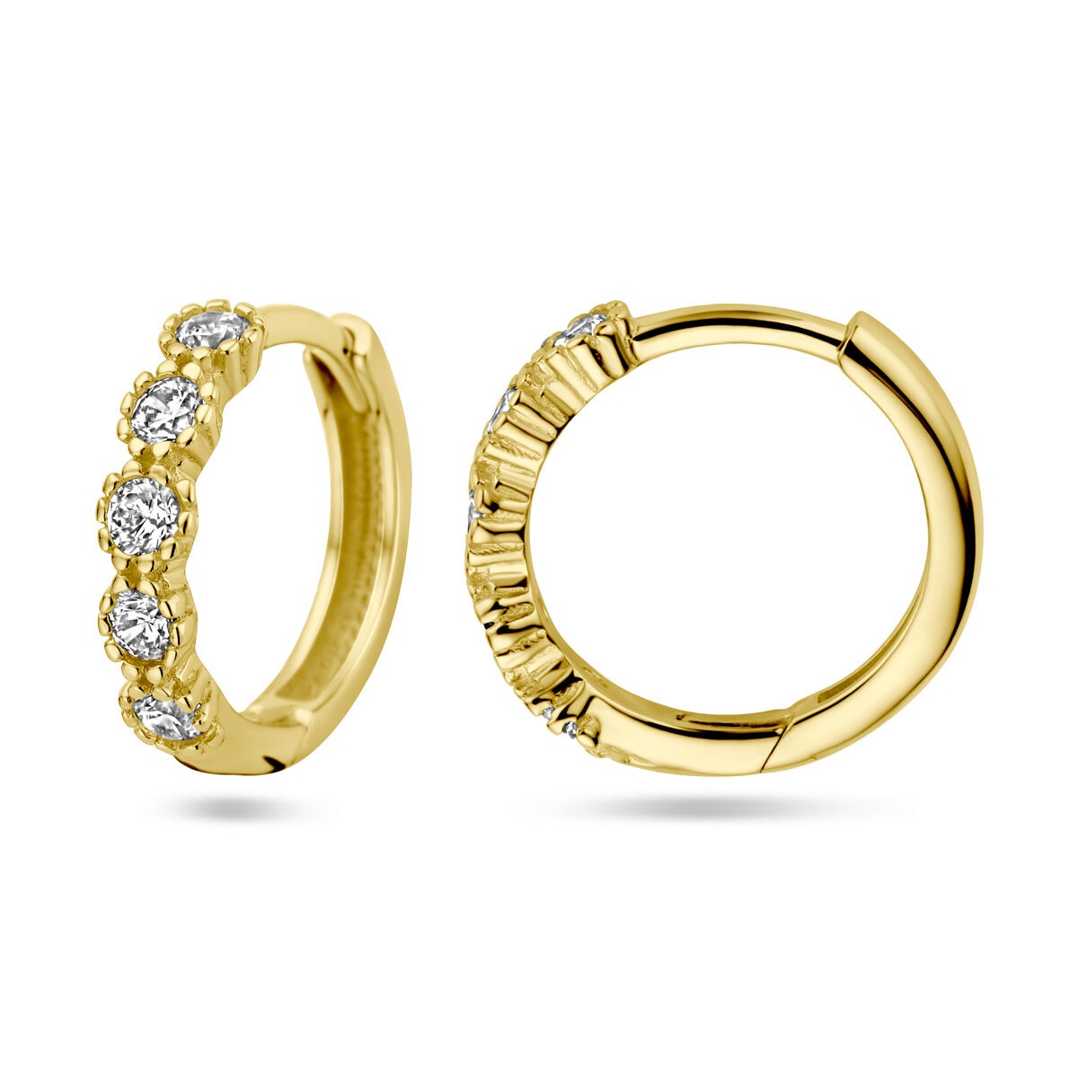 Aros de mujer de oro de 14k con circonitas – 13 mm