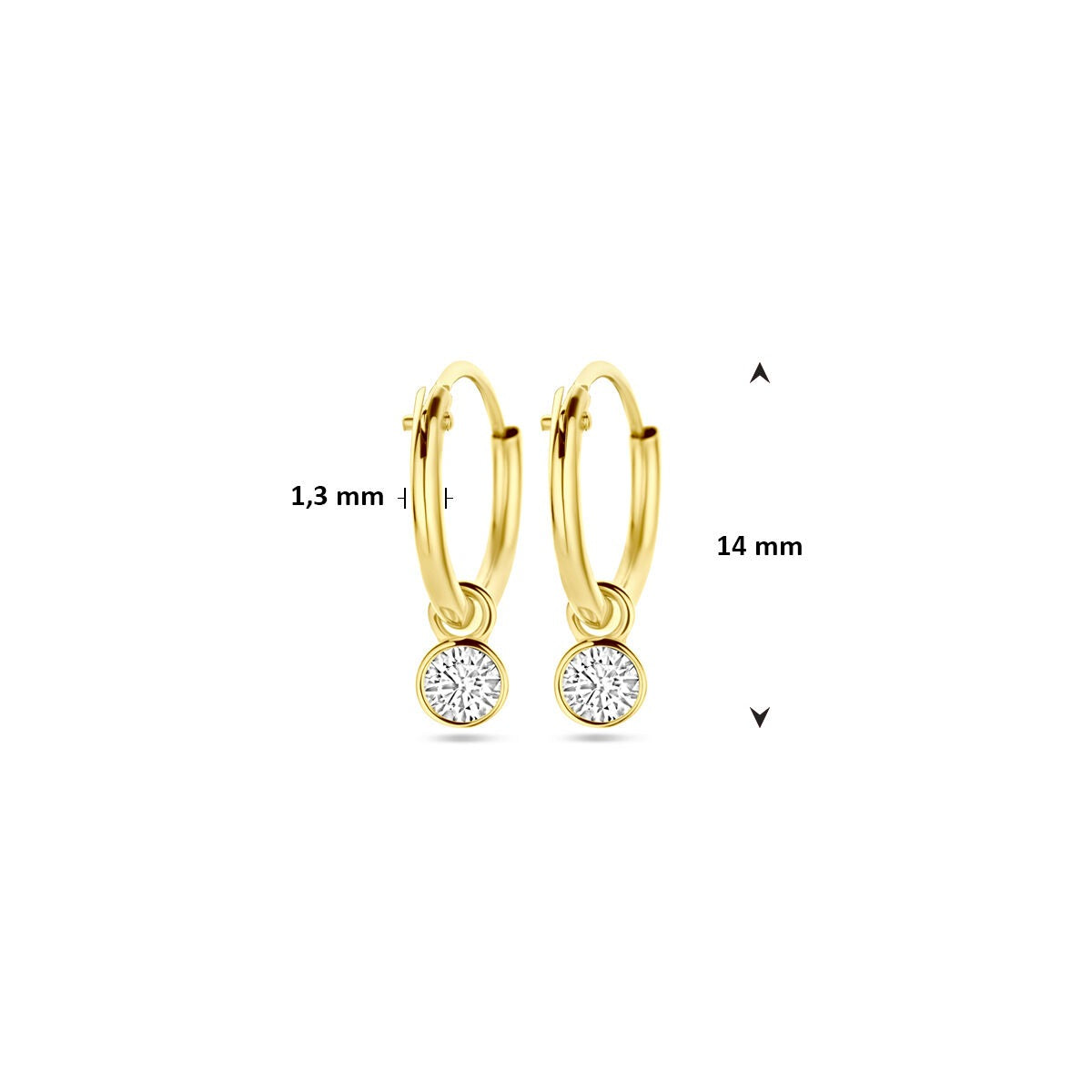 Aros de oro con circonitas – 14k, engaste