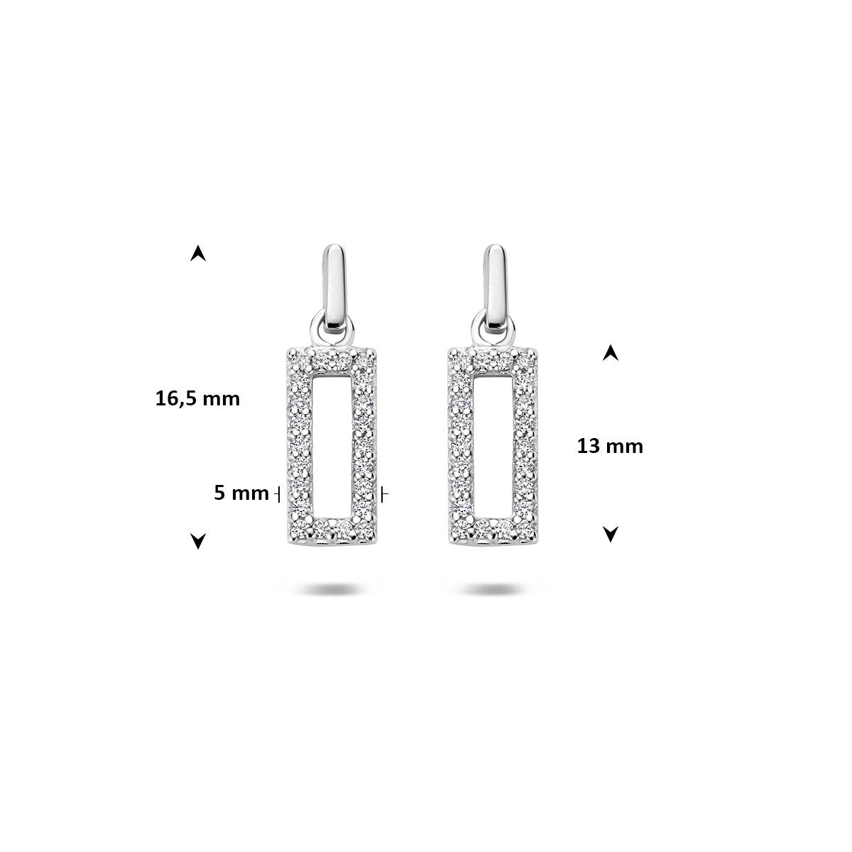 pendientes de zircón 16,5 mm plata rodiado