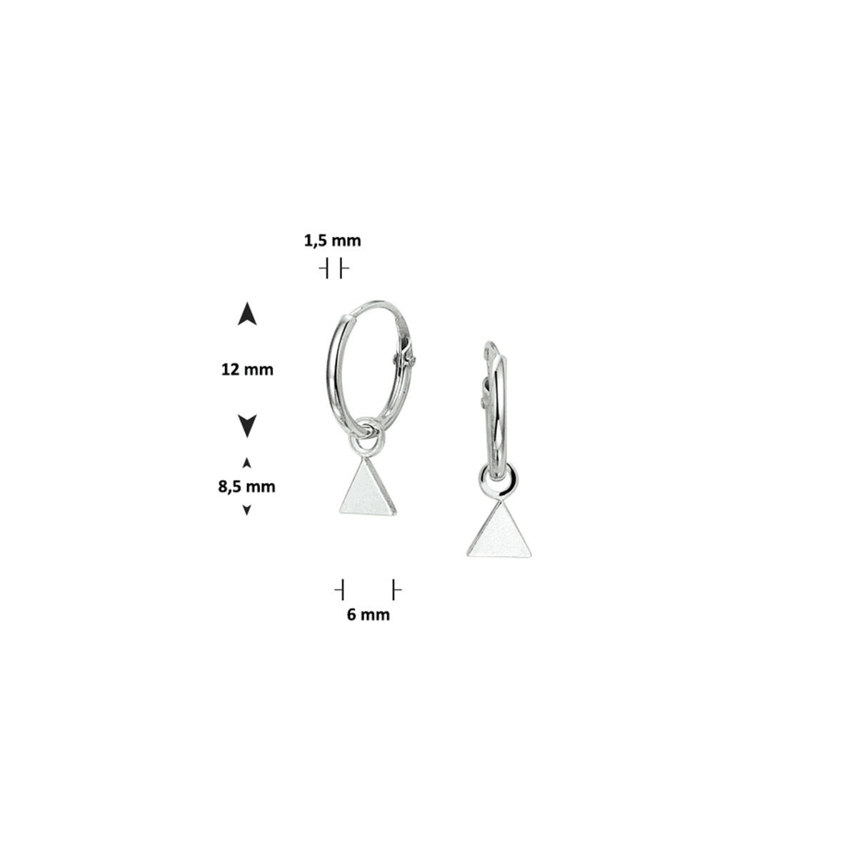Aros de plata con colgante triangular – rodiado 925
