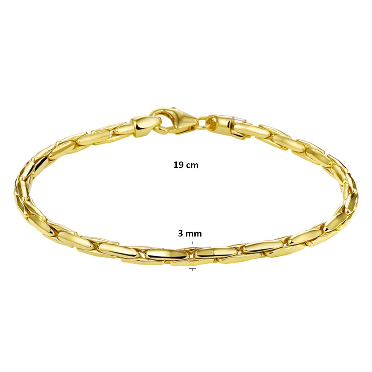 pulsera de oro amarillo con núcleo de plata