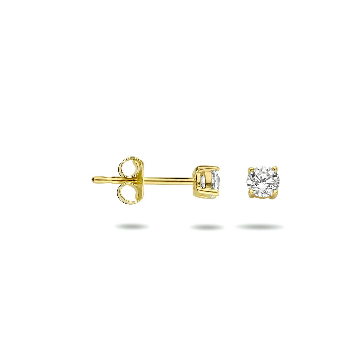 Pendientes de botón chapados en oro amarillo con circonitas