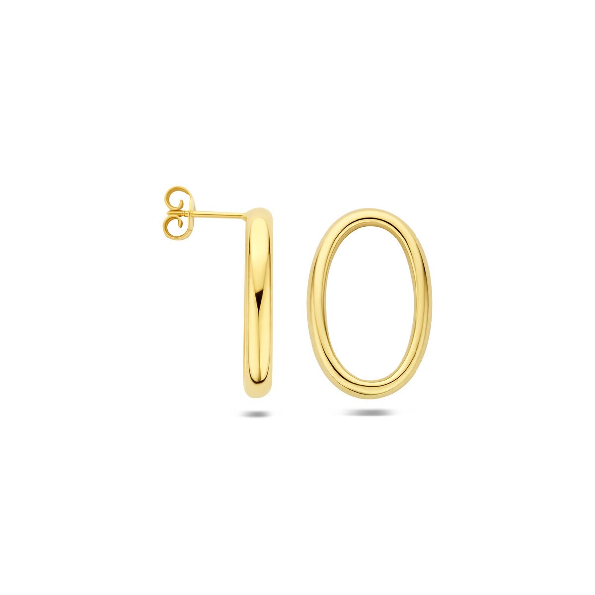Pendientes de botón de oro amarillo ovalados abiertos