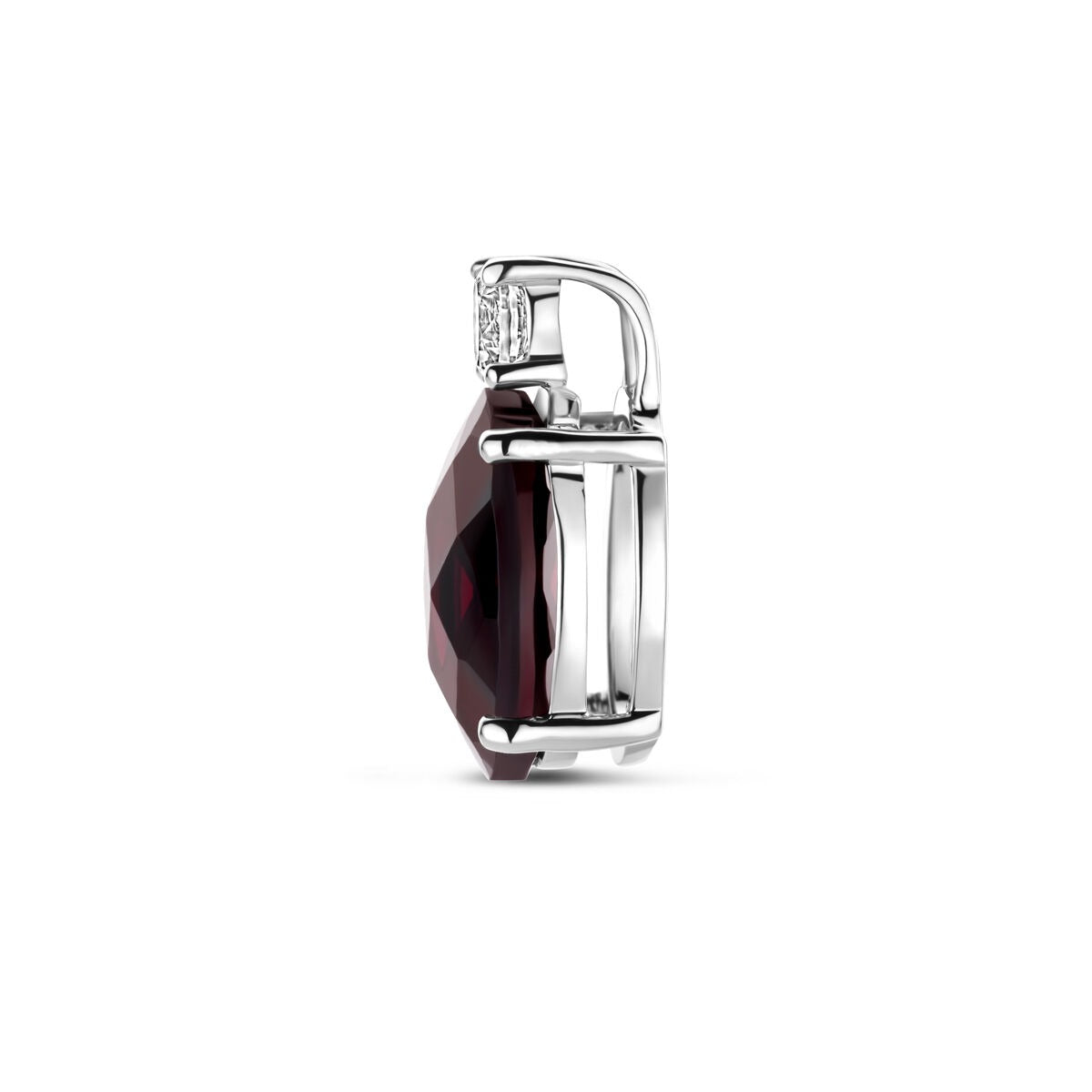 Colgante de plata con granate y circonita – plata 925 rodiada, 13 x 8 mm