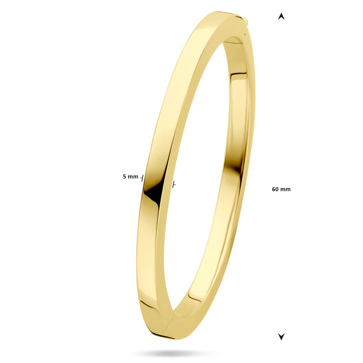 bangle de oro amarillo de 14k – 5 mm de ancho, con cierre de bisagra