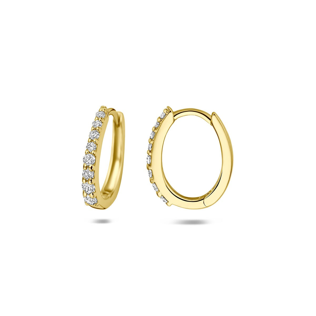 Aros de oro amarillo de 14k con diamante cultivado en laboratorio