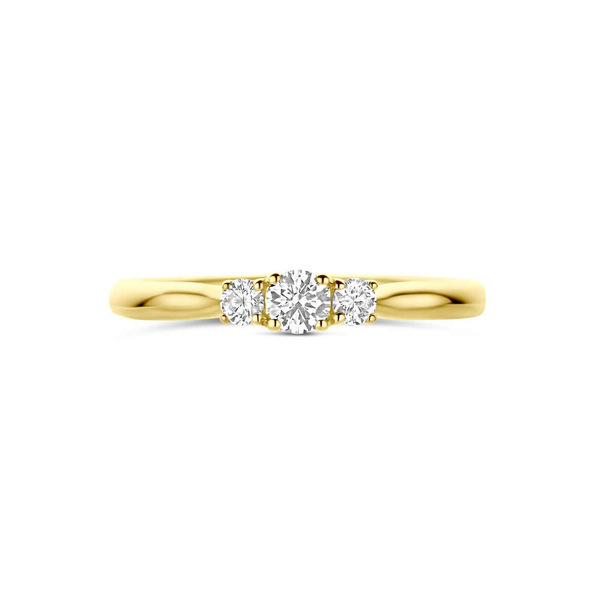 Anillo de oro amarillo de 14k con diamante cultivado en laboratorio de 0.26ct