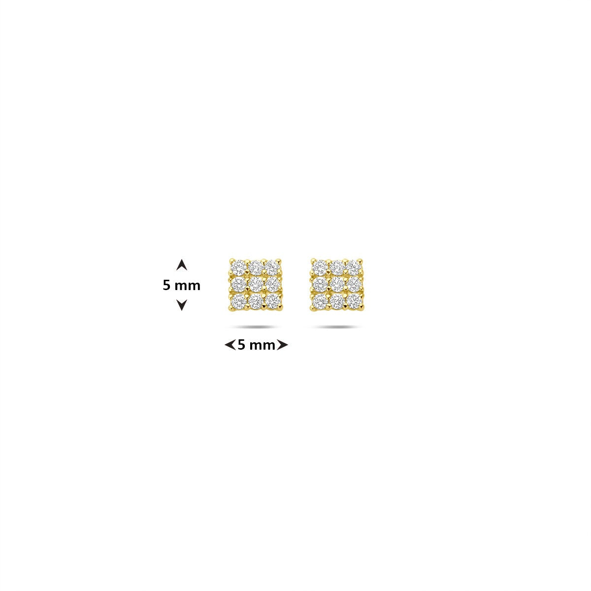 Pendientes de botón de oro con pavé de circonitas – 14k