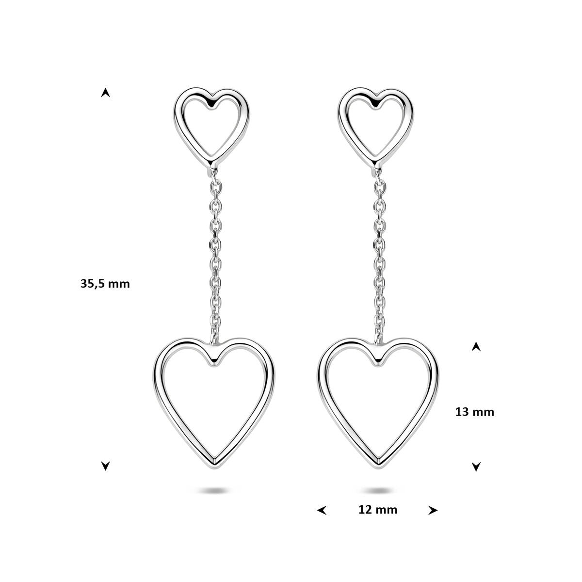 Gerhodineerd 925 zilveren oorhangers met hartjes