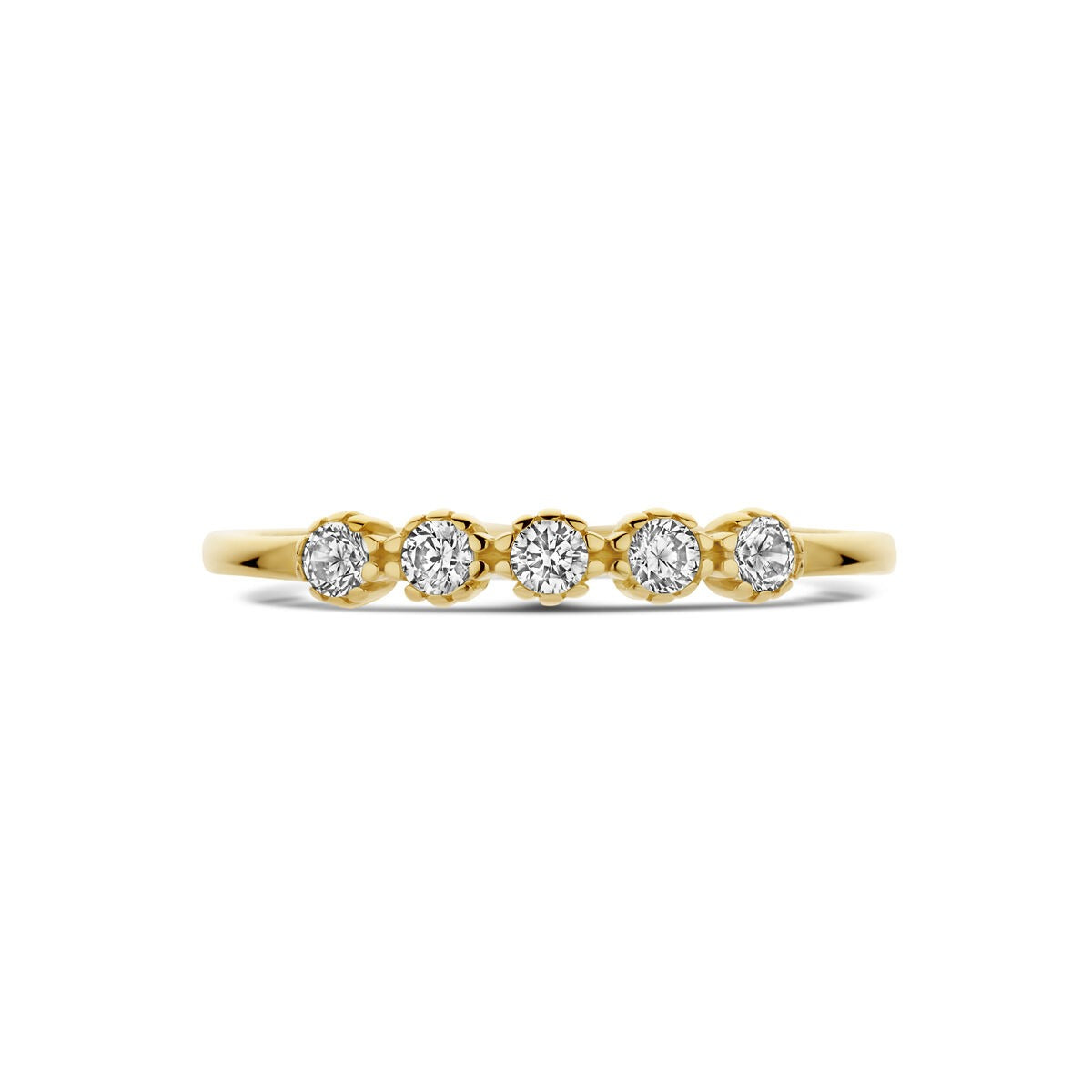 anillo de oro amarillo de 9k con circonitas