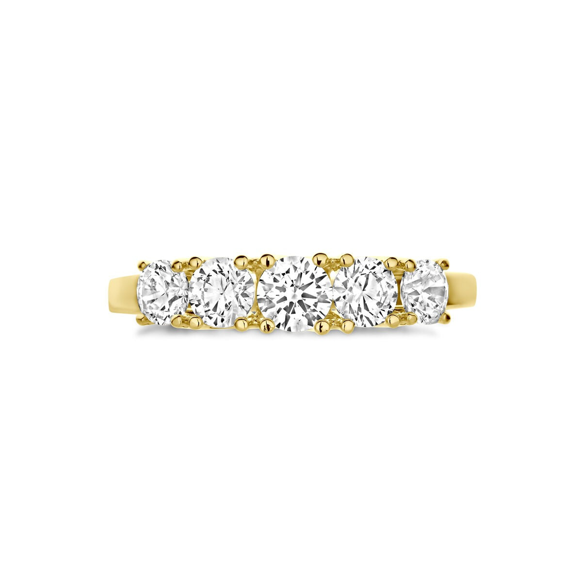 Anillo de mujer en oro amarillo con circonitas – 14k oro amarillo