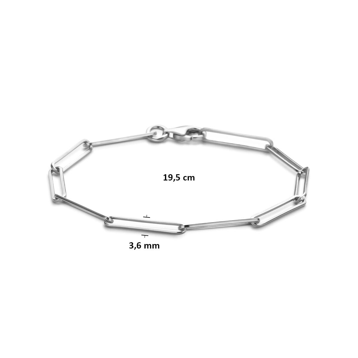 Pulsera de mujer de plata anclaje chapada en rodio 3,6 mm 19,5 cm