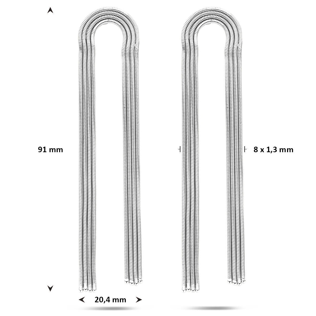 Pendientes de plata con motivo de eslabones – rodiados 925 plata 91 mm