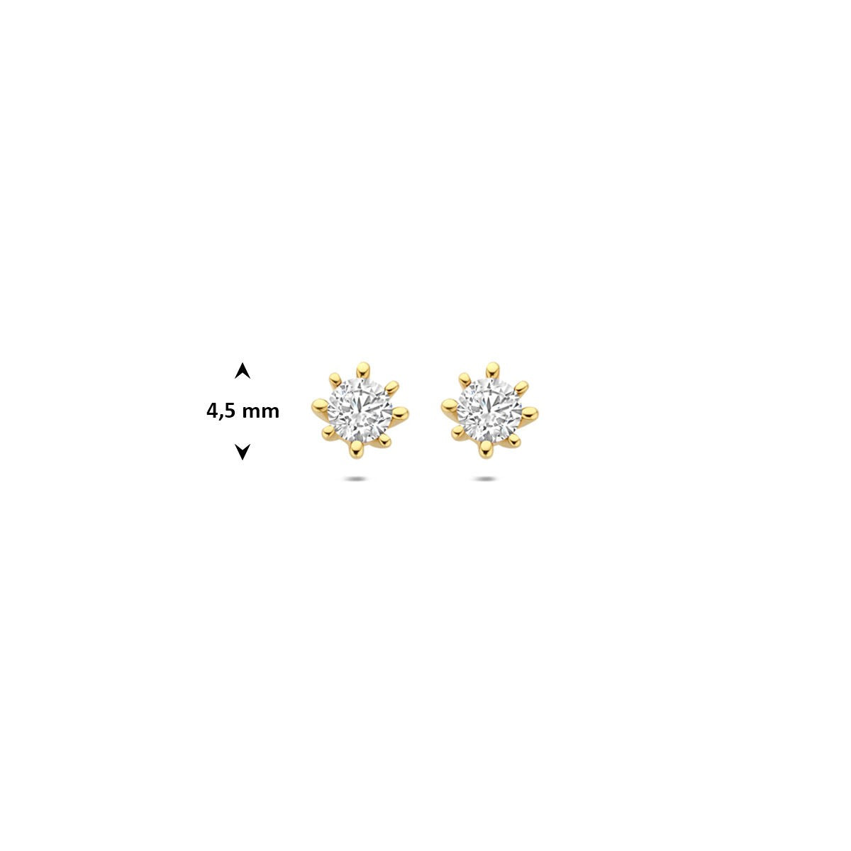 pendientes de botón de oro amarillo con circonitas