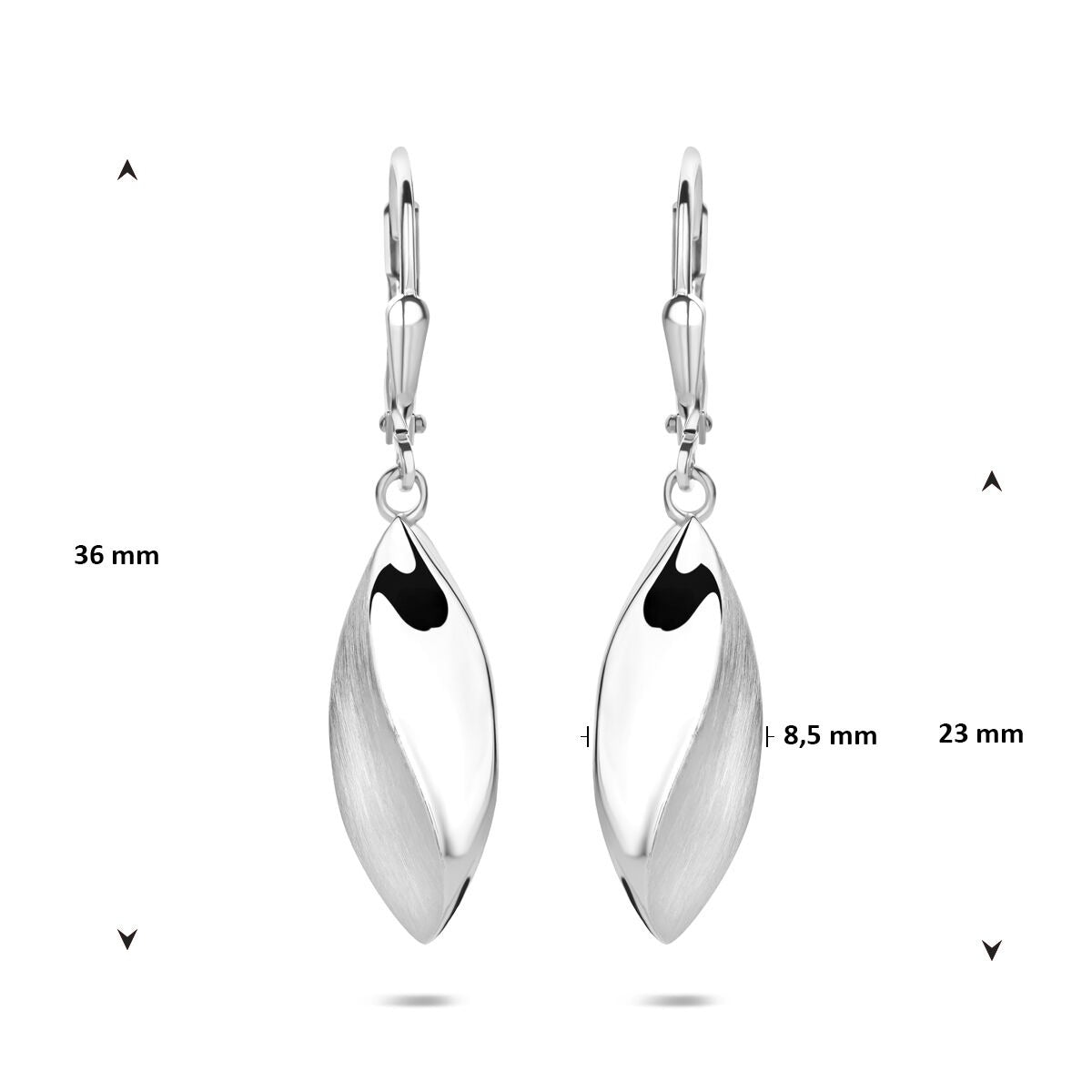 Pendientes de mujer de plata ovalados – pendientes de mujer rodiados con cierre de brisure