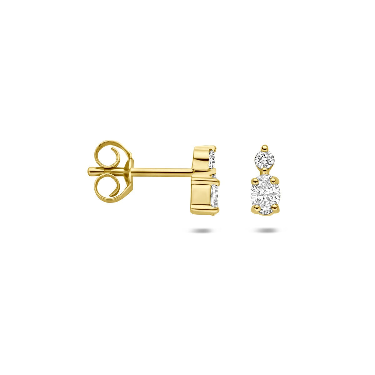 Pendientes de botón de oro amarillo con diamante cultivado en laboratorio