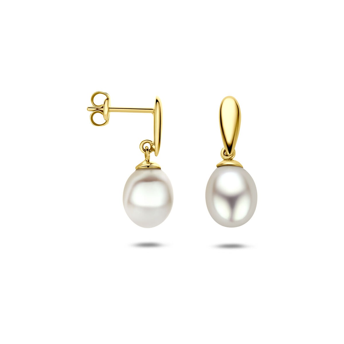 Aros de oro amarillo de 9k con perla