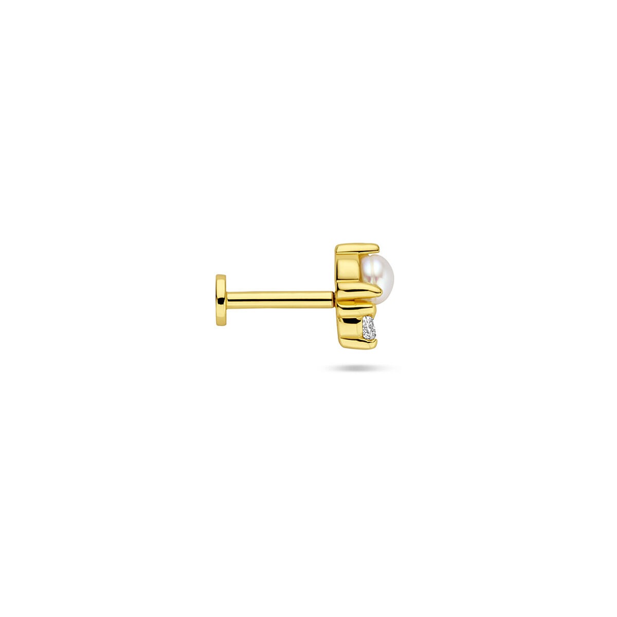 Piercing chapado en oro de plata 925 con perla y circonita