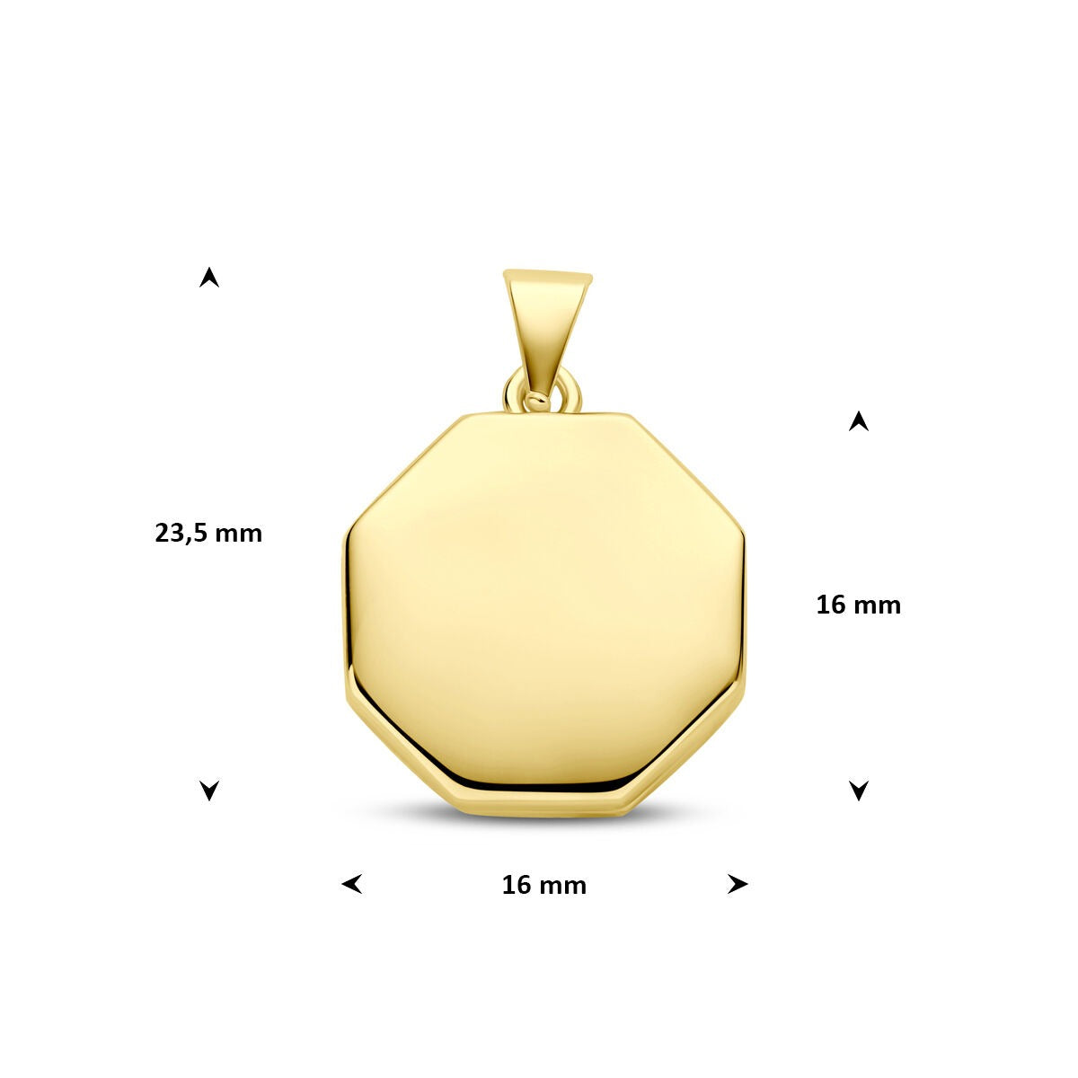 Medaillon octogonal chapado en oro de plata 925