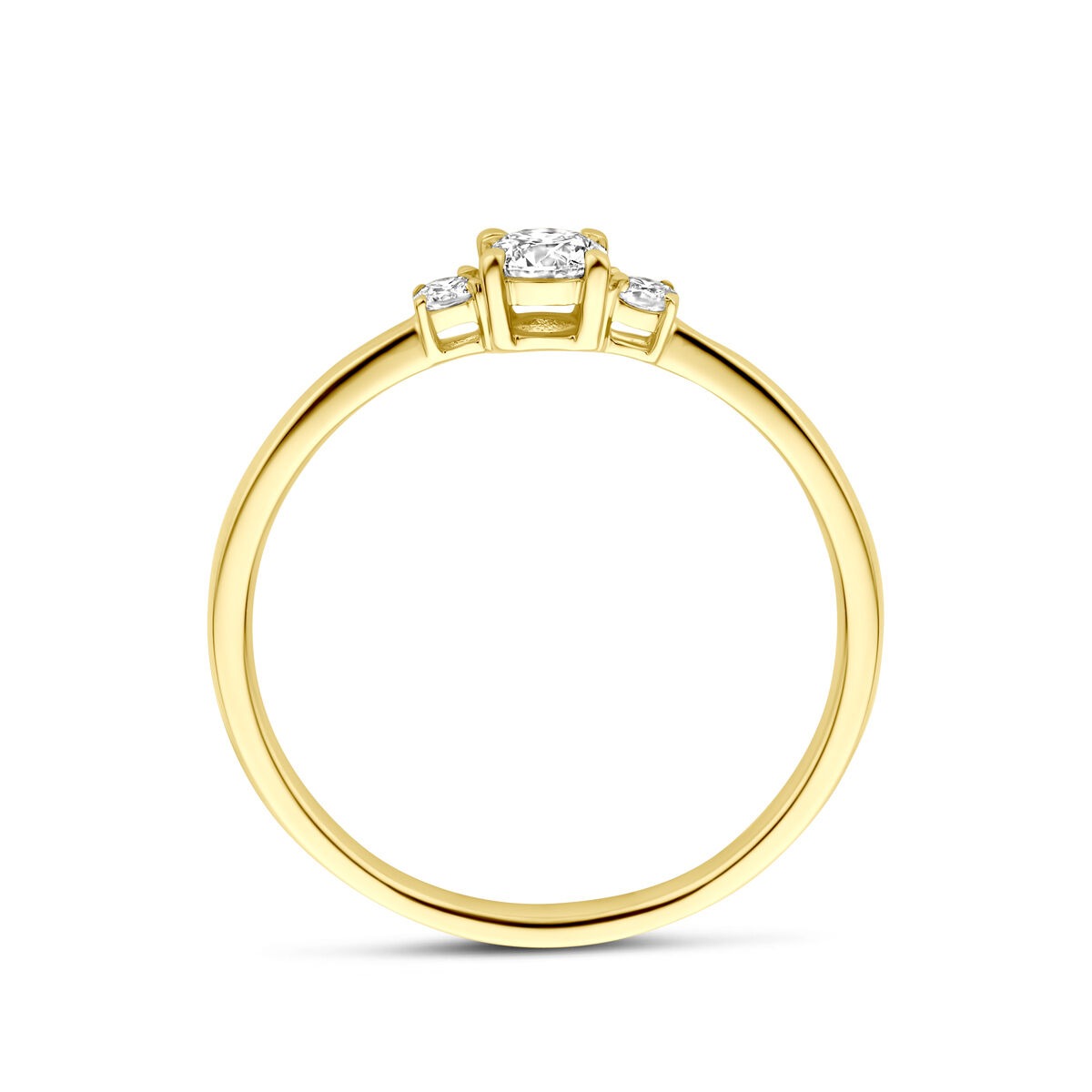 Anillo de oro amarillo de 14k con diamante cultivado en laboratorio de 0.25ct