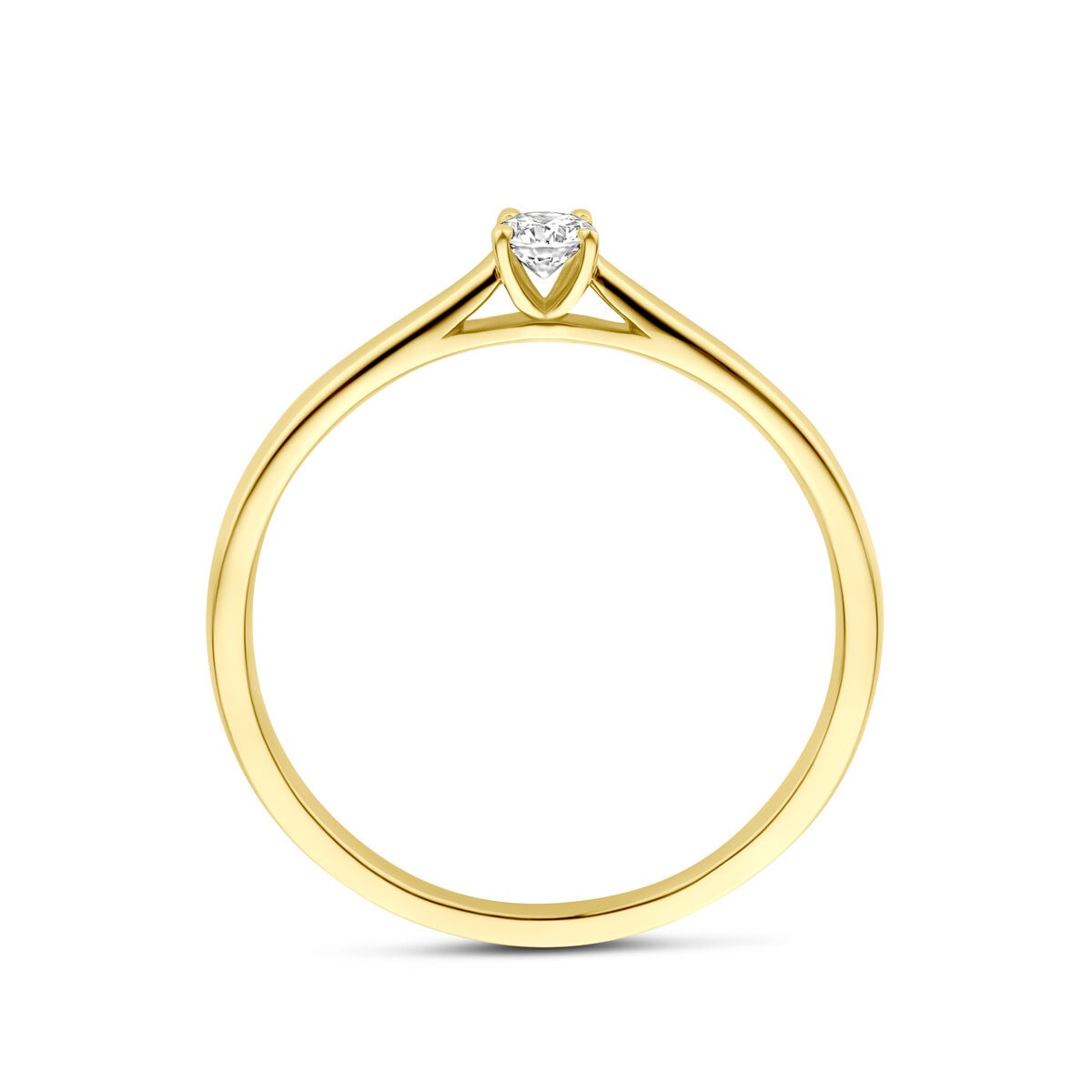 Anillo de oro amarillo de 14k con diamante cultivado en laboratorio de 0.10ct