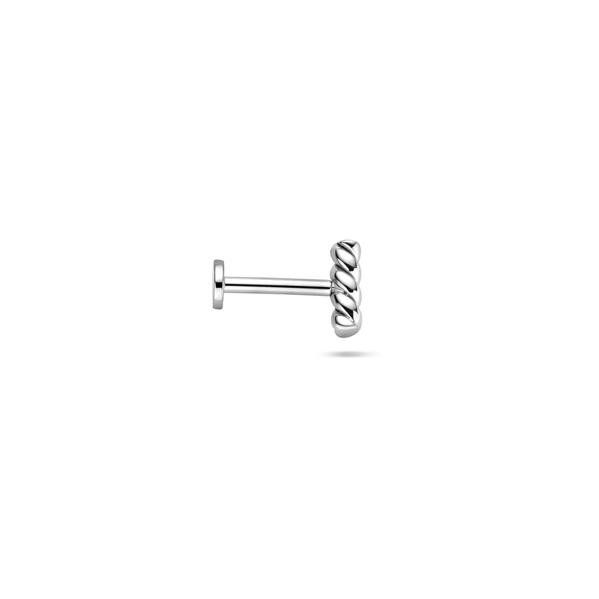 Piercing de plata rodiada en forma de barra retorcida