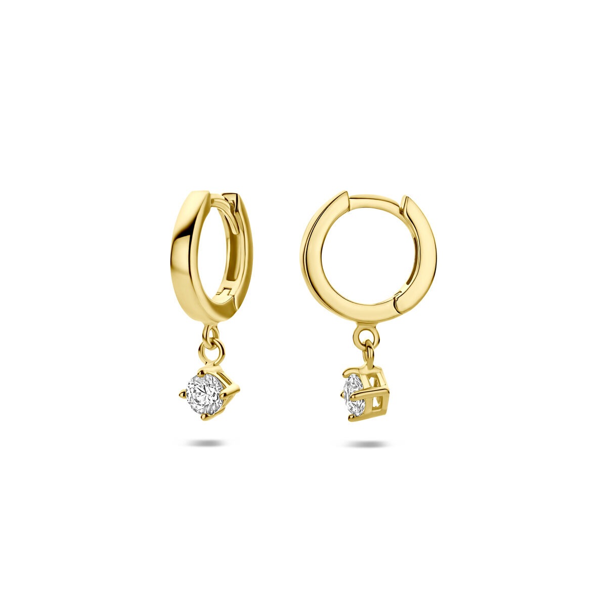Aros de oro amarillo de 14k con circonitas