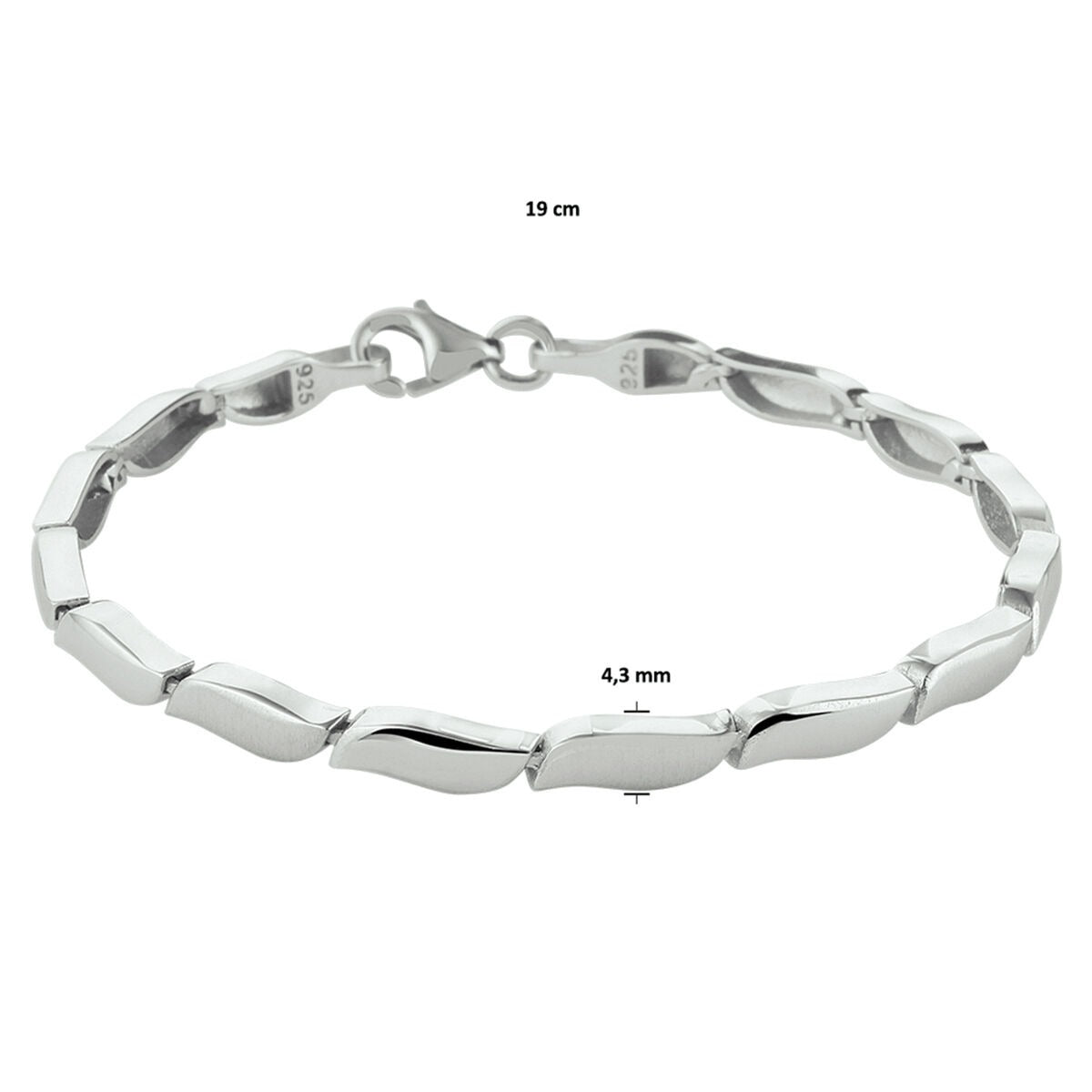Pulsera de plata con acabado pulido/mate - rodiada 925