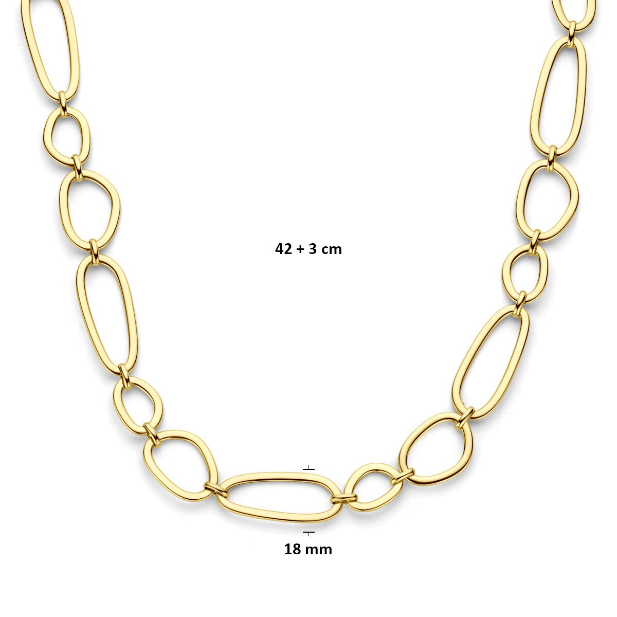 collar de oro amarillo de 14k con estructura de eslabones anchos