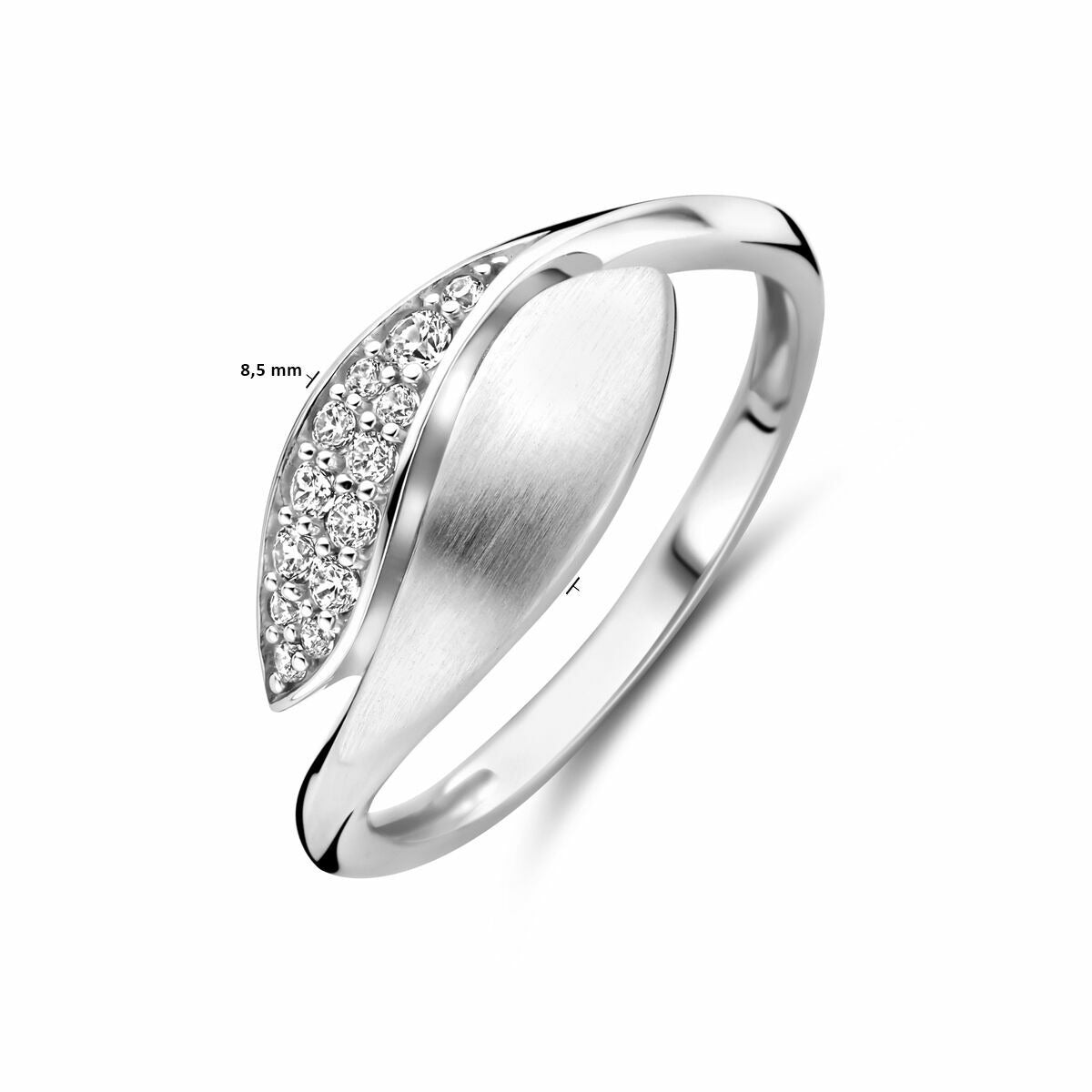 Anillo de plata con zirconia tallada en brillante – plata rodiada 925, 8,5 mm de ancho